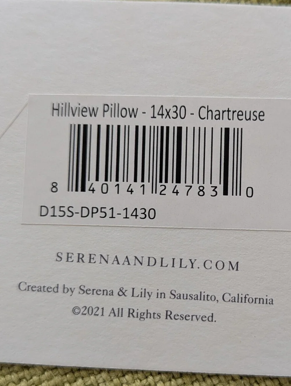 Serena & Lily Hillview Linen Pillow Cover Tassels 14x30 In Chartreuse Green NEW